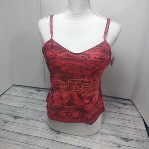 Christina Tankini Swim Top Womens Sz 16 Underwire Bra Red Black Swimsuit